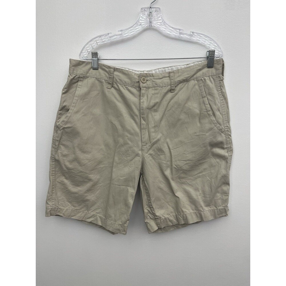 CITY STREETS Men's Khaki Flat Front Cotton Size 36  Waist Shorts